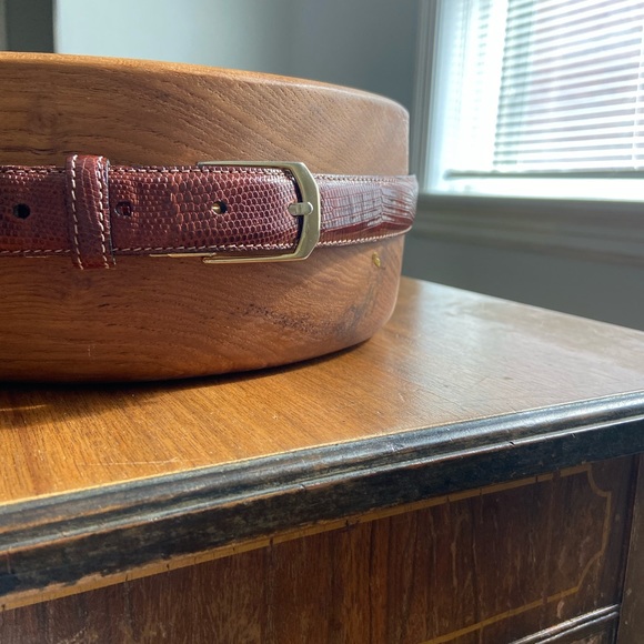 Vintage Mahogany Leather Belt with Gold Hardware - Picture 1 of 3